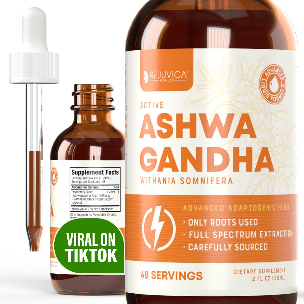 Rejuvica Zdravje Active Ashwagandha - Napredno Tekoči dodatek - Withania Somnifera Extract - Ashwagandha Korenine samo - Seveda Occurring Withanolides