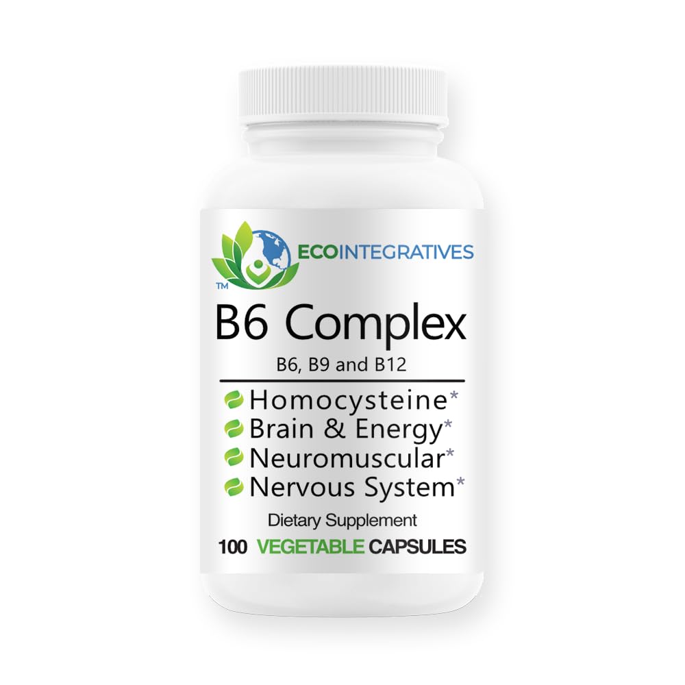 B6 Complex Vegan Vitamin B6, B9 Folat, B12 Metilkobalamin podpira kardiovaskularni, nevromuskularni, živčni sistem, Homocistein, energetika, zdravje krvnih celic in kosti 100 pokrovčkov