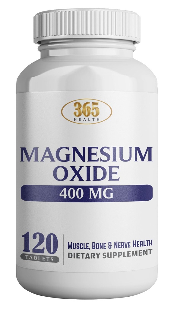 Magnezij 400mg [Visoka moč] Dodatek – Magnezijev oksid za imuno podporo, okrevanje mišic, Cramps in sprostitev 120 Tablete-USA Made