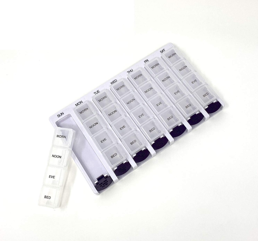Tedenski AM/PM tablete Box Prenosna Travel Predpisovanje in Medication Pill Case Organizator P&P MEDICAL SURGICAL (7-Dan / 4-Times-A-Day) z Odstranljivi kompartmenti in vlaga-Proof Design