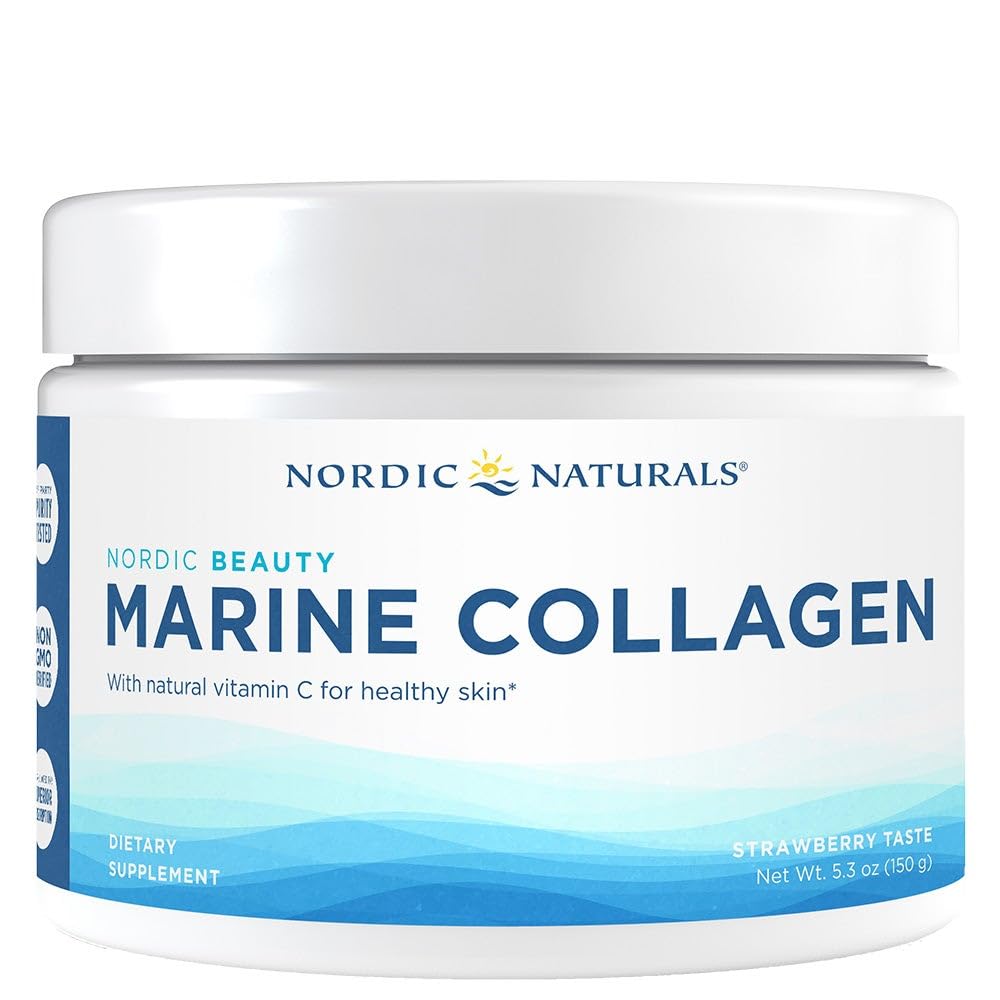 Nordic Naturals Nordic Beauty Marine Collagen Powder, Jagoda - 5,29 Ounces - Kolagen Powder dodatek za zdravo kožo, sklepov, in kosti, Vitamin C za antioksidant podporo - 30 Servisi