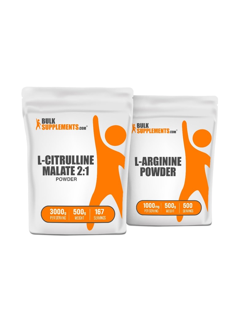 BulkSupplements Citrulline Malate 2:1 500g + L-Arginine 500g Bundle