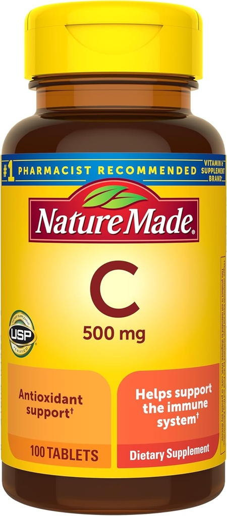 Vitamin C 500 mg Kapleti, 100 mg, za imuno podporo, brez glutena
