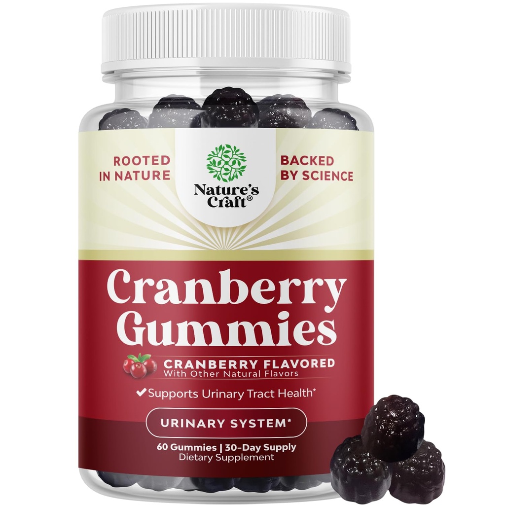 Naravne brusnice Gumiji za ženske in moške - ekstra moč okusno antioksidant Cranberry Žveči za urinski trakt Zdravje Podpora ledvic Bladder & Imunsko zdravje - Vegan Gluten & želatina Brez