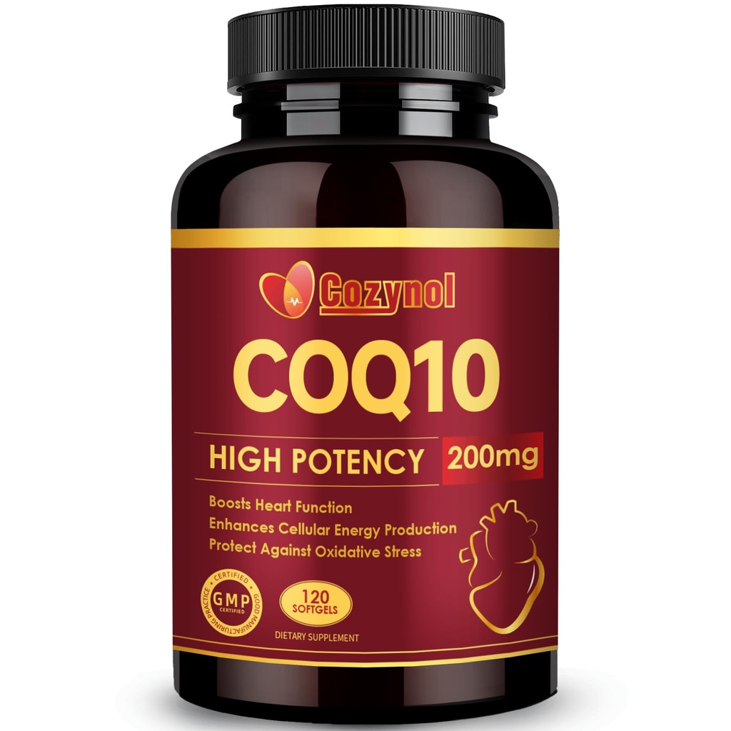 CoQ10 200mg Softgels s PQQ & Omega 3, maksimalna absorpcija Koencim Q10, Močen antioksidant za zdravje srca in energije, 120 Število, 4 Mesec dobave, Non-GMO