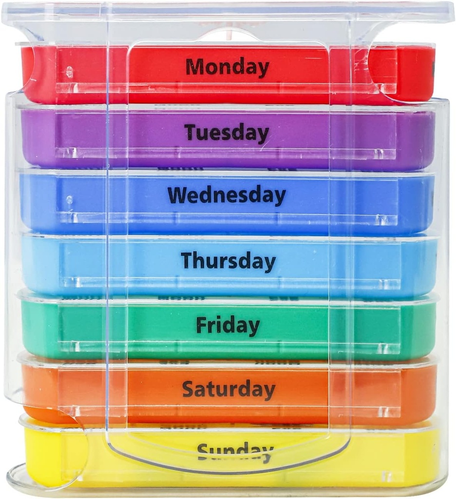 Tedenske tablete Organizator za 1 dan 4 krat dobava,KIGI 7 dni tablete Dispenser vitamini kontejnerji (Rainbow)
