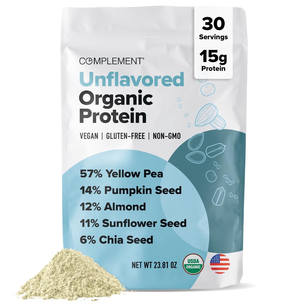 Dopolnilo organski nearomatizirani veganski protein v prahu (30 servivov) nizka vsebnost ogljikovih hidratov, nizka vsebnost kalorij, brez sladkorja, brez soje, brez glutena, nemaščobna rumena pea, beljakovin na osnovi buče 15g