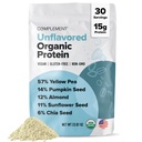 Dopolnilo organski nearomatizirani veganski protein v prahu (30 servivov) nizka vsebnost ogljikovih hidratov, nizka vsebnost kalorij, brez sladkorja, brez soje, brez glutena, nemaščobna rumena pea, beljakovin na osnovi buče 15g