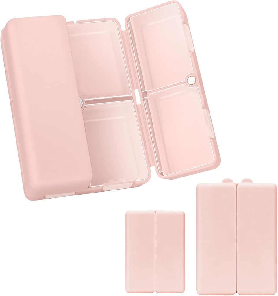 FY 2 Pcs Daily Pill Organizator, 7 Kompartmenti Prenosne tablete primer tabletke organizator,[Folding Design] Tablete Škatla za žepek za zadrževanje vitaminov,Cod olje jeter,Dobave in zdravila-Pink