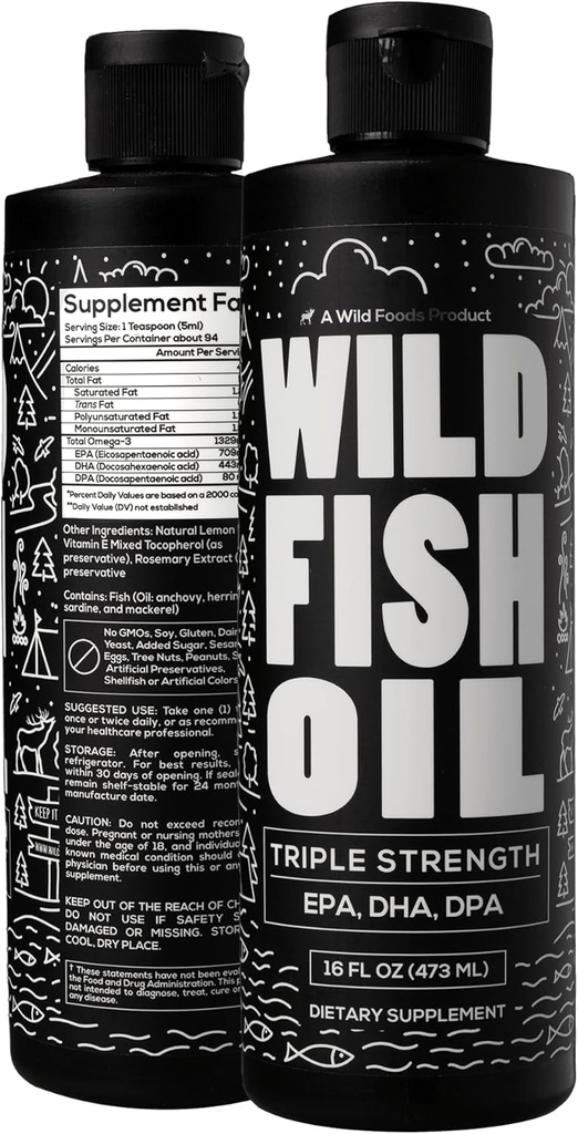Wild Foods Liquid Omega 3 ribje olje dopolnilo, Lemon, 16 oz (2 pk) 