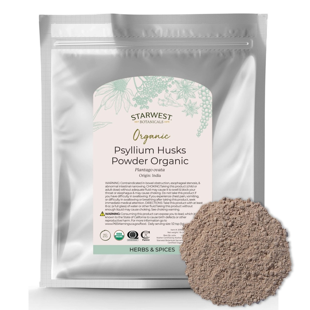 Starwest Botanicals Organic Psyllium Husk Powder, 1 funt