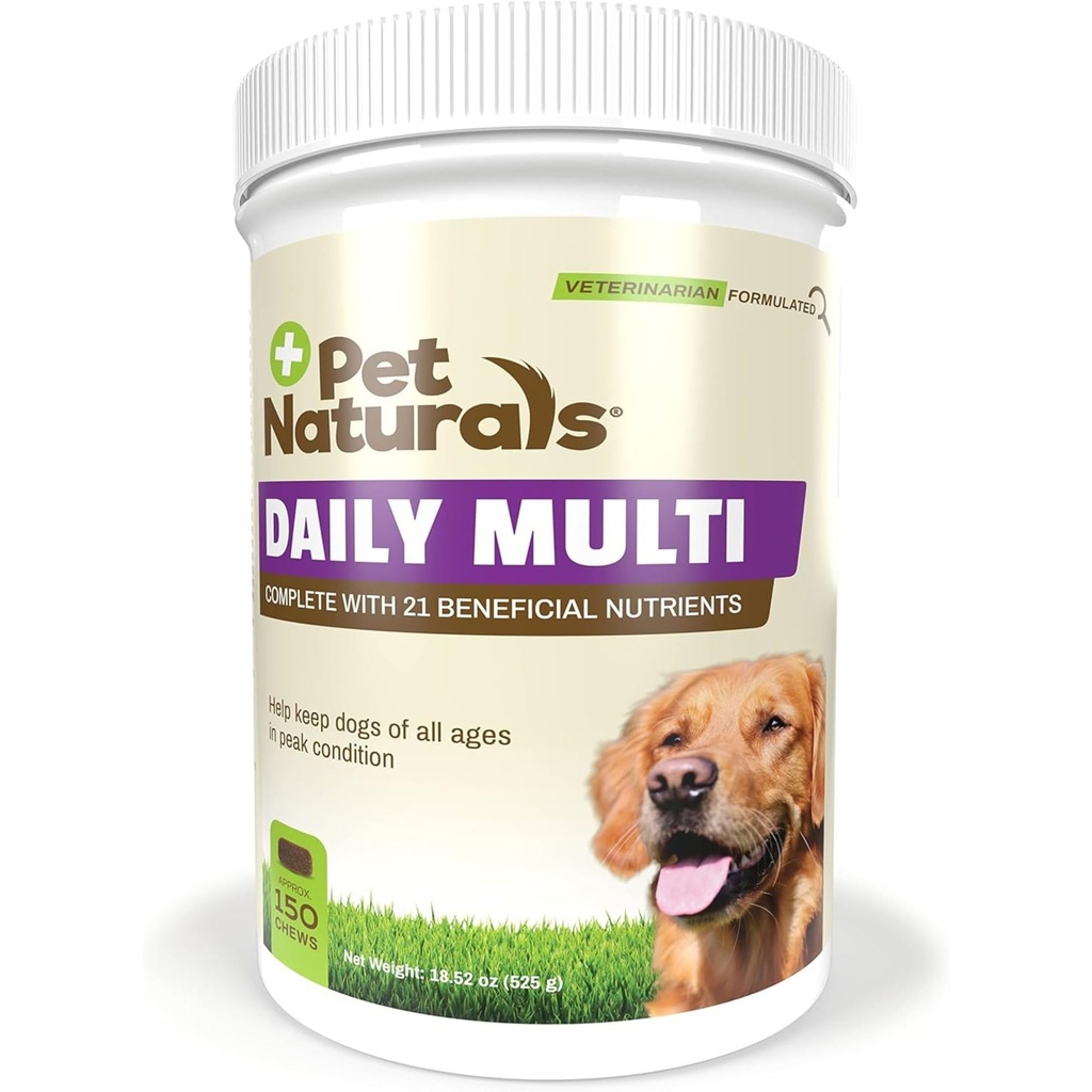 Naravne hišne živali Daily Multivitamin za pse, Veggie Flavor, 150 Chews - Jummy Chews z aminokislinami, in antioksidanti - podpira energijo, metabolične funkcije in dobro počutje hišne živali