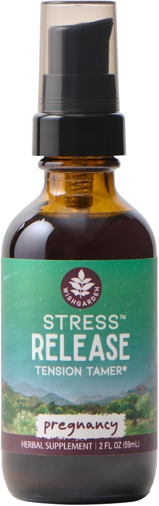 WishGarden Herbs Stres Release za nosečnost - Naravni zeliščni stres Relief dodatek z Lemon Balm & Kamilica, Adrenalna podpora za nosečnost in postpartum spodbuja sprostitev in miren, 2oz