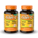 American Health Ester-C 500 mg z zdravilom Citrus Bioflavonoidi - 120 kapsul (paket po 2) - 24-urna imunska podpora - brez glutena - 120 skupnih servacij