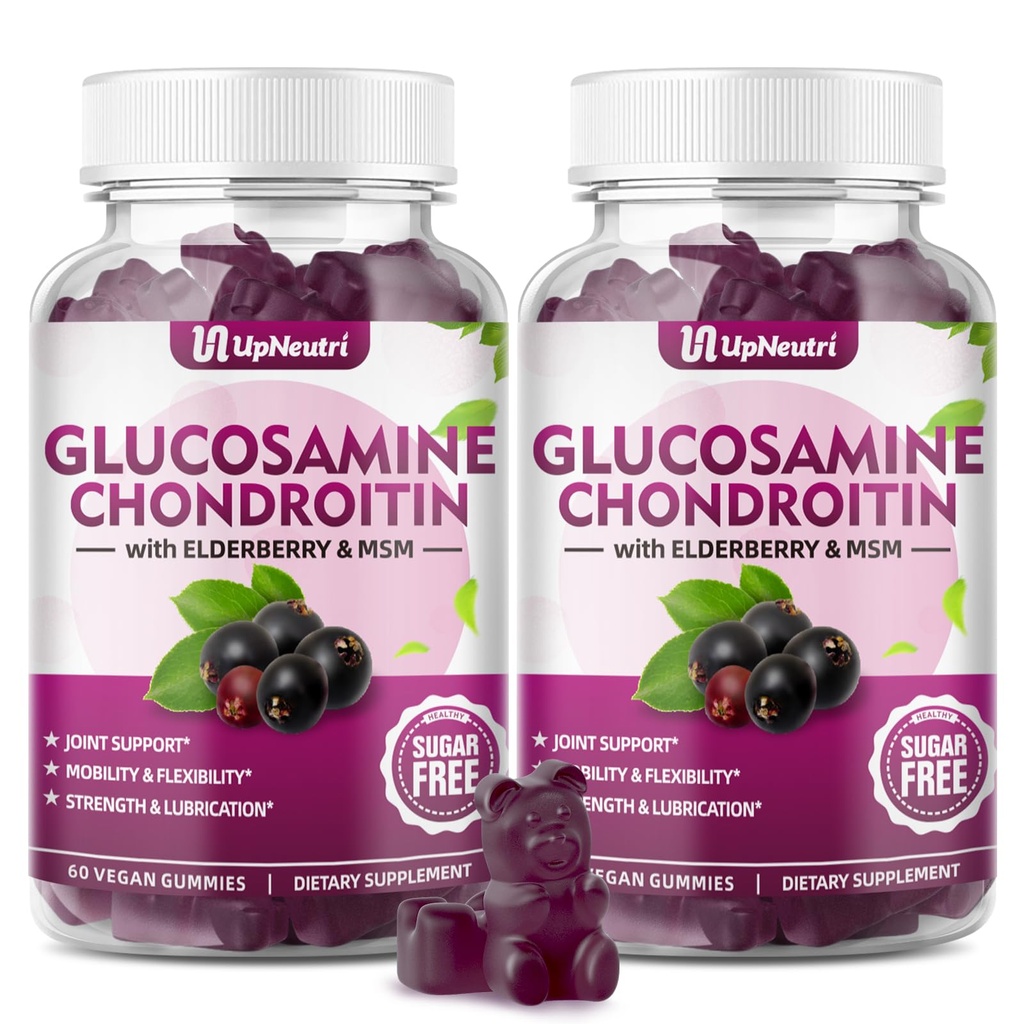 Gglukozamin Chondroitin Gumies Sugar Free, Dodatna moč 1500mg glukozamin s Chondroitin MSM & Kurmeric, Skupna podpora dodatek za moške in ženske skupno zdravje (120 Število (Pack od 2))