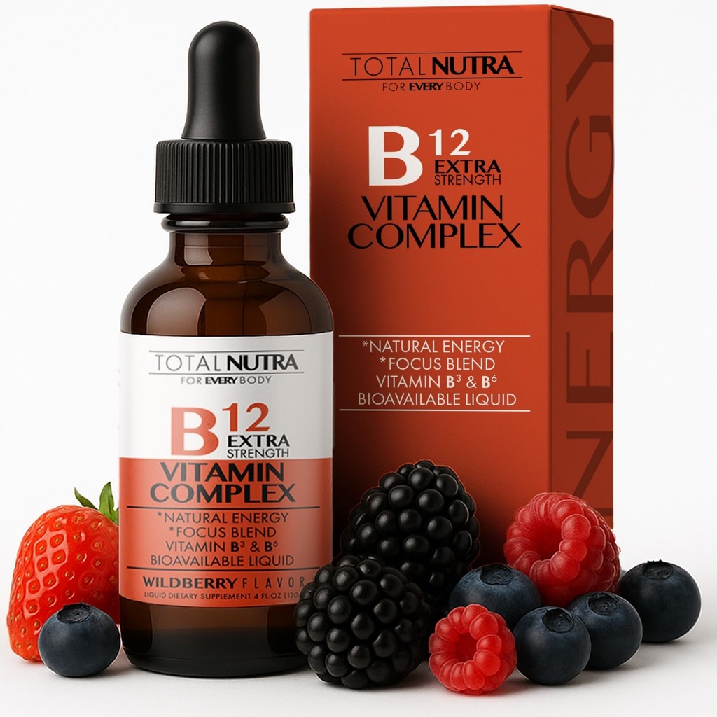 Extra Jakost Tekoča B12 Vitaminske kapljice- Vitamini B12, B6, B3- Vegan in Non GSO- Instant Energy, Fokus & Presnova Podpora z zelenim čajem, karnitin & Ginkgo Biloba- Alternativna za B kompleksno kapsulo