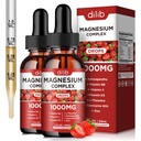 Triple Magnezij kompleks dopolnilo, Magnezij Glicinat, Mešanica, Citrat Tekočih kapljic 1000mg z Ashwagandha, CoQ10, Vitamin B6, C, D, Cink -Support Calm Stress Relief, kosti, mišice, Mood 2 Pack