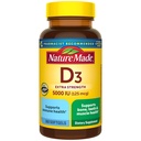 Nature Made Vitamin D3 5000 i.e. (125 mcg) Softgels, Extra Strength Vitamin D dodatek za podporo kosti in imunskega zdravja, 360 Count, 360 Day Supply