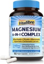 Magnezij kompleks dopolnilo 6 v 1, 1160mg kelirani magnezij za Max Absorpcija, pomoč pri boljšem spanju, sprostitev in živec mirno, 90 Veganske kapsule, Non GSO & Gluten brez