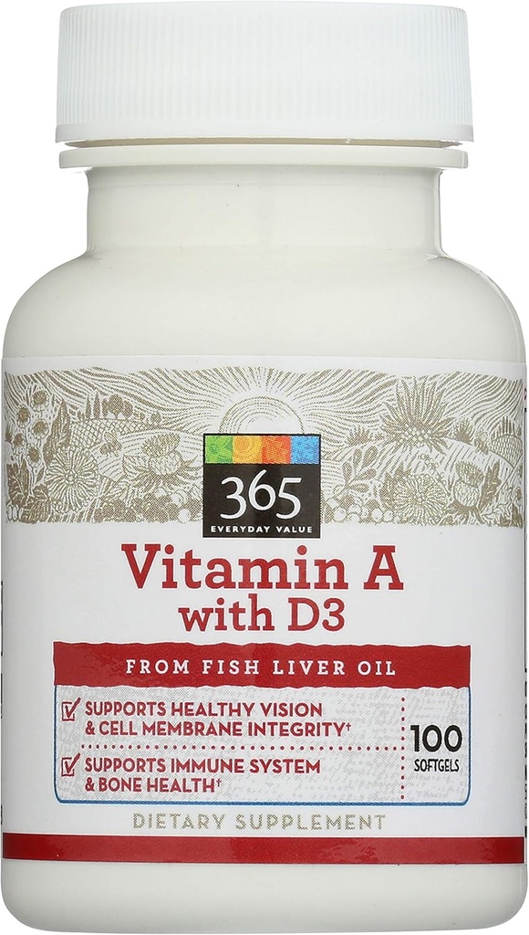 365 s celimi živili, vitamin A z D3, 100 ct