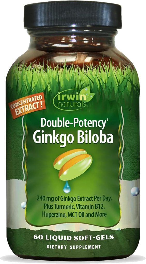 Irwin Naturals Dvojni izbor Ginkgo Biloba - 60 Softgels - Izboljšajte spomin, mentalno osredotočenost in energijo