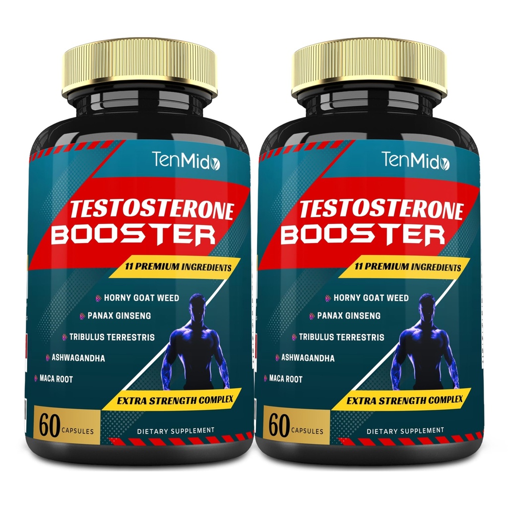 2 Paketi 60 caps Testosteron dopolnila Booster za moške, ekvivalent 10000mg - naravna stamina, vzdržljivost in moč dodatek - rast mišic, povečanje zmogljivosti, energija