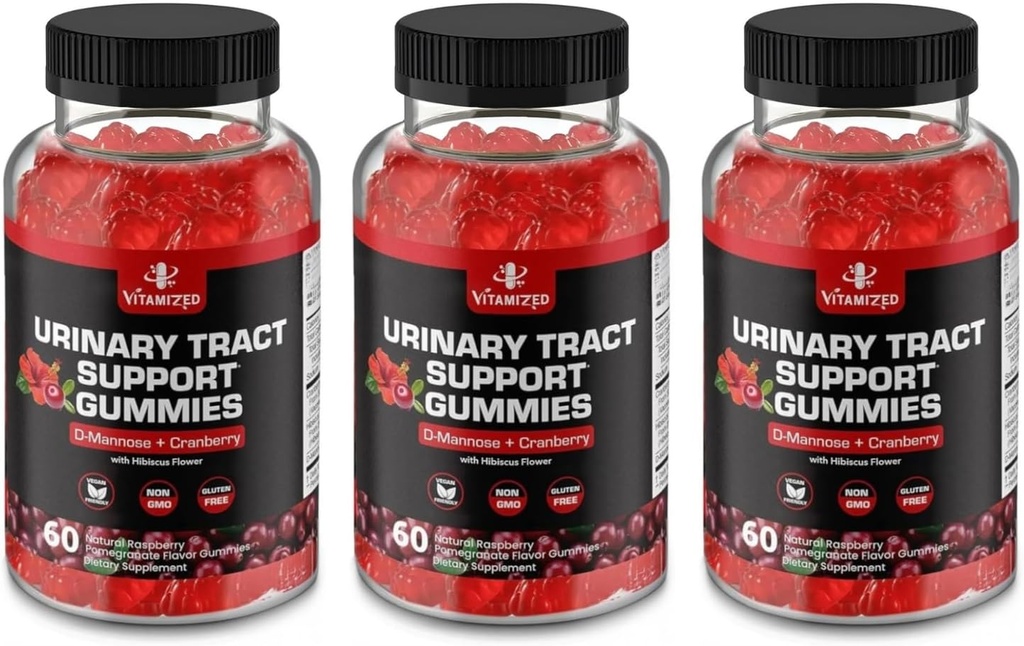 Močna brusnice Gumies 1500mg z D Mannoza - urinarni trakt Zdravje za ženske & moške, urinarna Flush & Bladder hitro deluje podporo dodatki s Hibiscus prahu, 180 Count