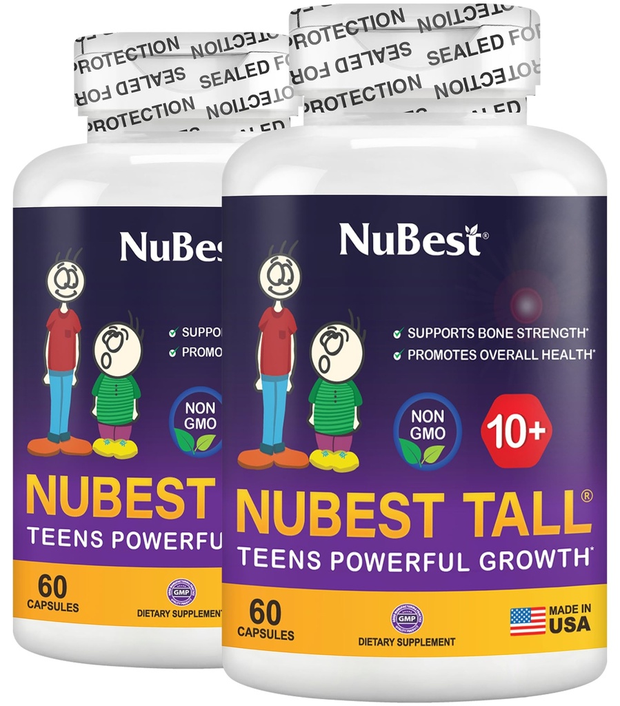 NuBest Tall 10+ - Advanced Bone Strength Formula - Podpora Imuniteta, Zdrav razvoj in Optimalna Wellness - za otroke (10+) in najstnike, ki pijejo mleko dnevno - Pack 2 