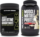 NutraBio Kreatin Monohidrat, nearomaden, (300 g) in Muscle Matrix Protein Powder, (Vanilla) Dopolnilo – mišična energija, največja rast, okrevanje, in moč