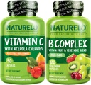 NATURELO Vitamin C Kapsule, 90 Število Vitamin B Kompleks 120 Število