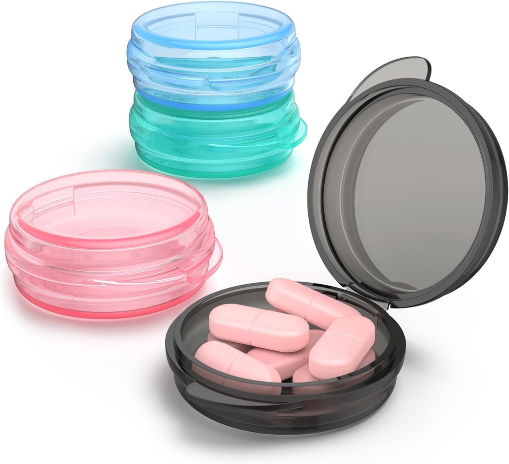 Majhne tablete Box, (4 Pack) potovalne tablete Primer Prenosni dnevni tableti Organizator Mini Medicina Skladiščni vsebnik za Žepka torba Cod Jetra Oil Storage Box Earplug