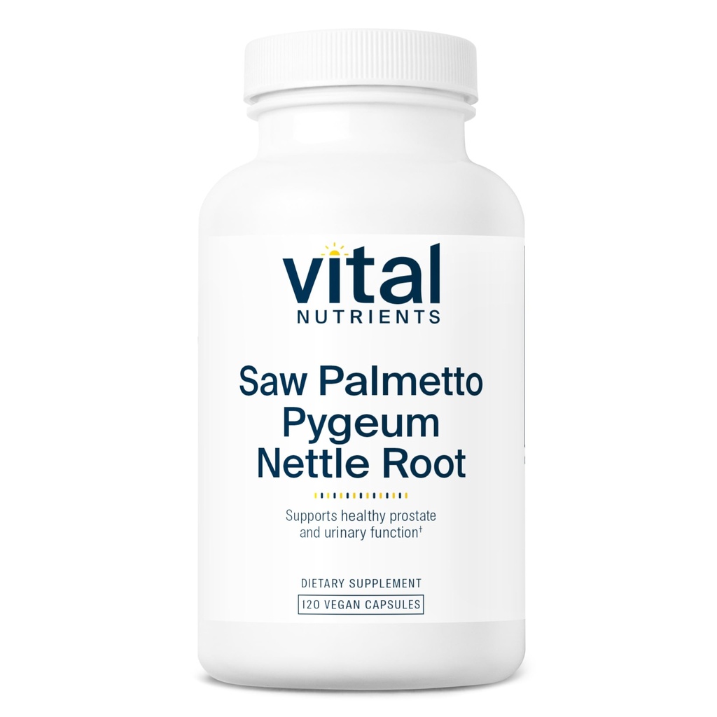 Vital Nutrients Saw Palmetto s Pygeum & Nettle Root - Vegan Saw Palmetto za moške podpira zdravo funkcijo prostate* - Gluten, Mlekarna, soja brezplačno - 120 kapsul