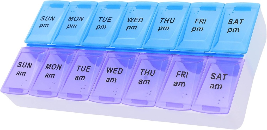 7 Day Weekly AM PM tablete Organizator, ShysTech velike tablete tablete primeru tablete Box za tablete Vitamin dopolnila zdravila (purple / modra)