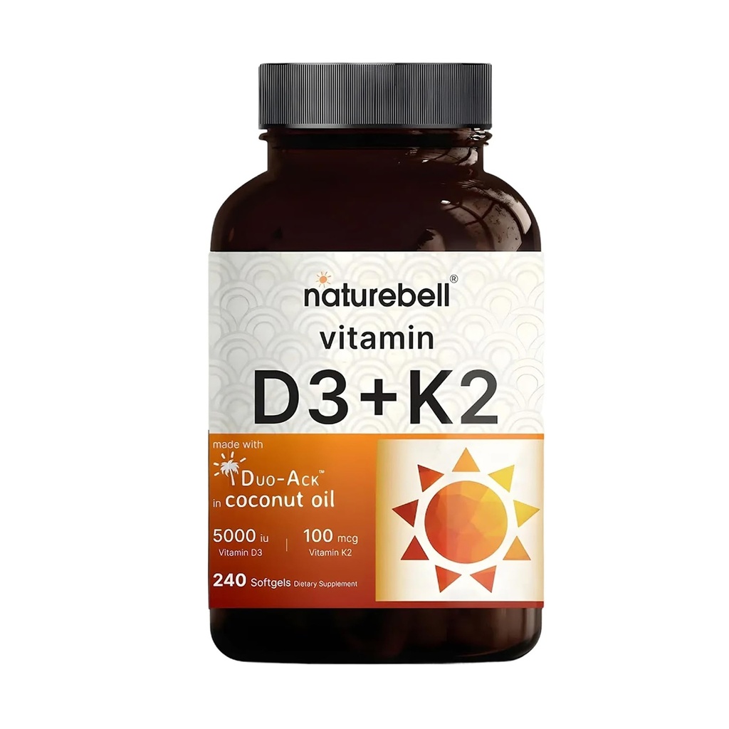 NatureBell Vitamin D3 5000 i.e. + K2 100 μg, 240 Softgels 