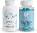 Rad ustni probiotiki za zobe in žvečilne gumije z radskimi usti za zobno občutljivost - zobni zobni probiotik z Lactobacillus Reuteri in multivitaminom za krepitev gum, zob in kosti Jaw