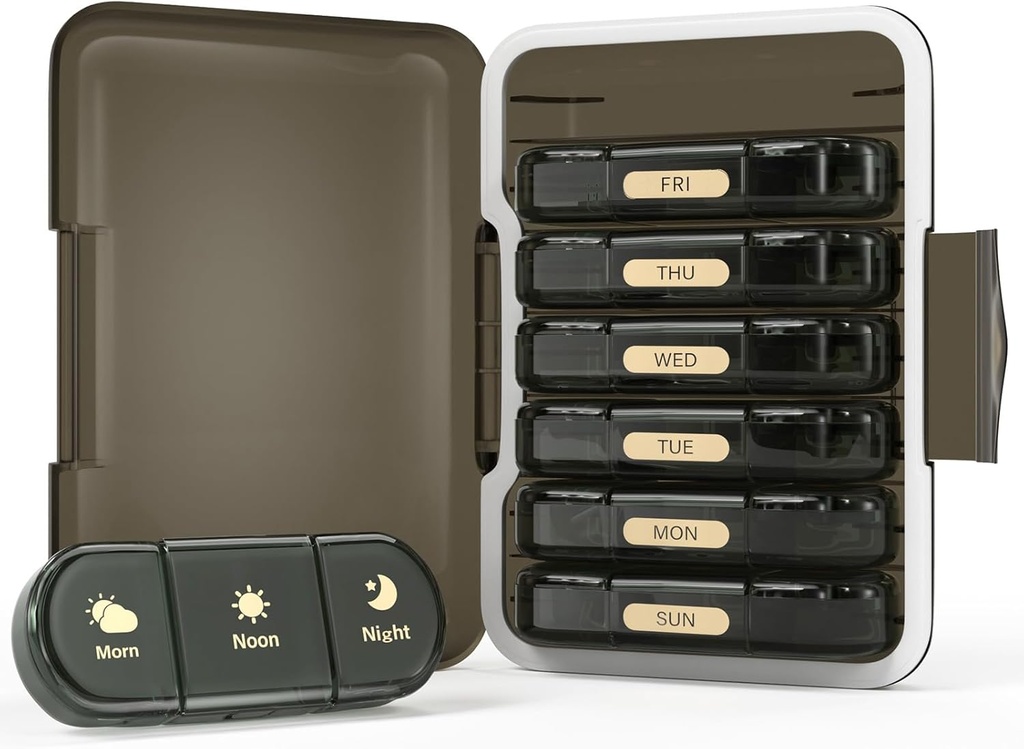 Tedenske tablete Organizator 3X na dan, 7 Day Pill Box 3 krat, Prenosna za potovalne tablete primeru tablete za tablete/vitamin/ribje olje/sredstvo/dodatki (3x7 črna)