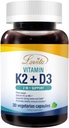 Lovita Vitamin K2 + D3, 400 i.e. Vegan Vitamin D3 & 120 μg Vitamin K2 (MK-7), 2 v 1 formuli, Imunski vitamin kompleks, 30 vegetarijanskih kapsul