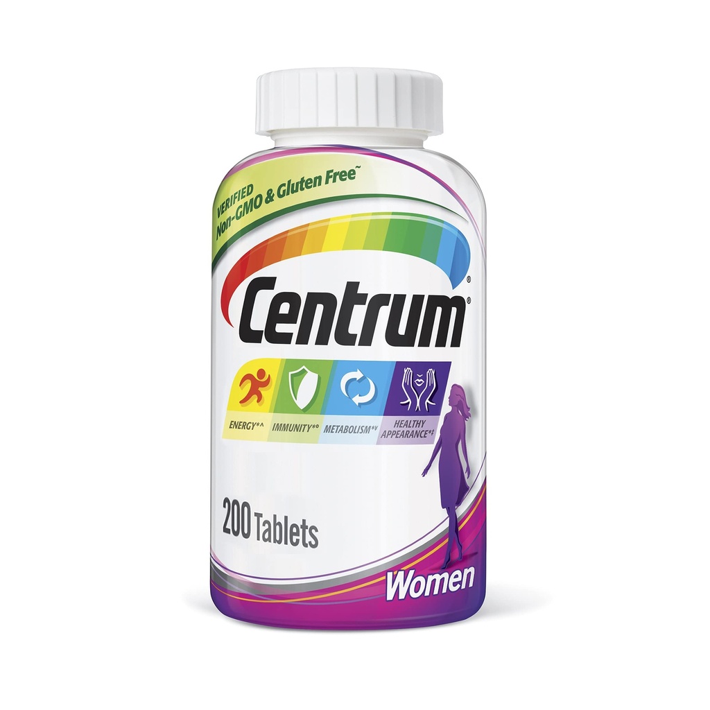 Centrum multivitaminska tableta za ženske, multivitaminski/multimineralni dodatek z železom, vitamini D3, B in antioksidanti - 200