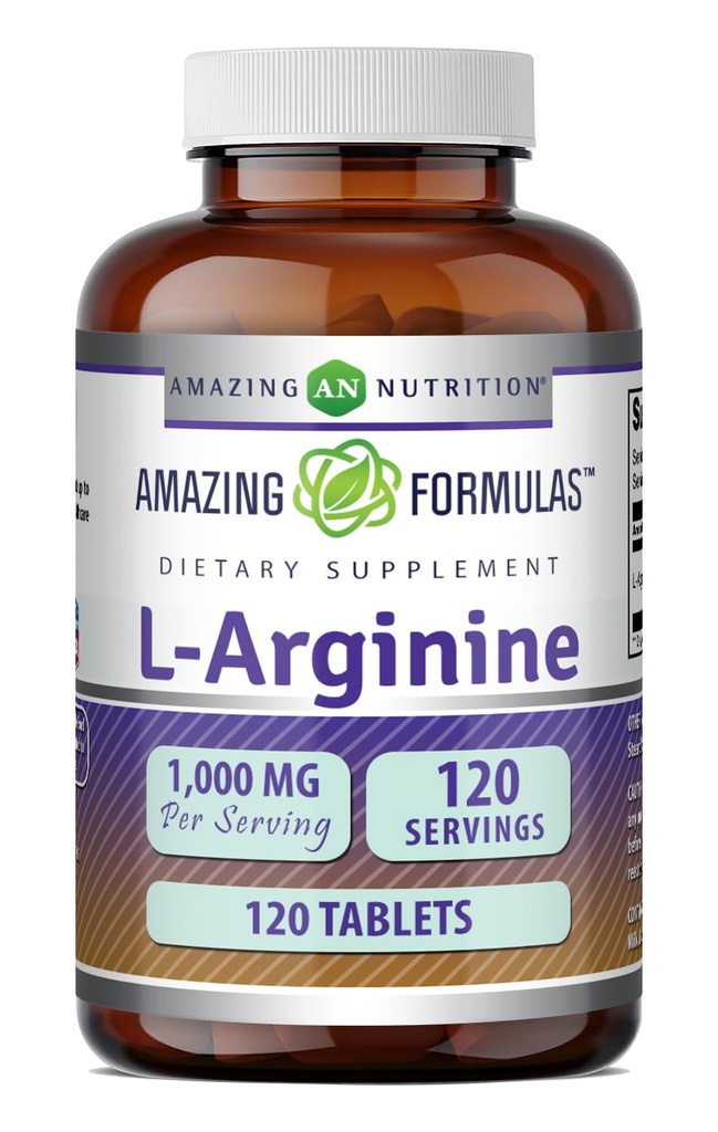 Amazing Formulas L-Arginine Supplement | 1000 Mg Per Serving | Tablets | Amino Acid Supplement for Women & Men | Non-GMO | Gluten Free | Made in USA (1 Pack | 120 Count)
