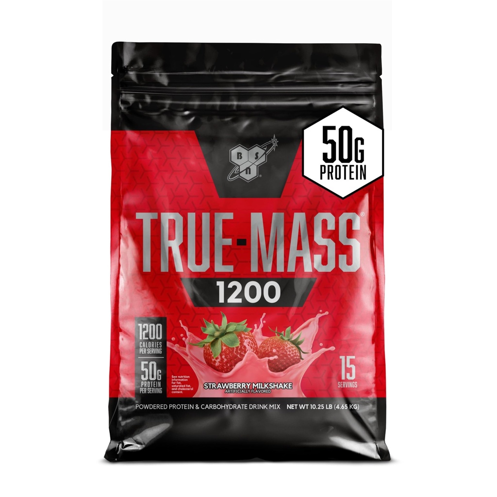 BSN TRUE-MASS Hujšanje, Muscle Mass Gainer Protein Powder, Jagodni mlečni napitek, 10.25 Pound