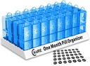 31 Organizator tablete AM/PM – Mesečna tableta Škatla za zdravila, vitamini in dodatki – en mesec 2 krat na dan primeru tablete, 4 teden dnevno tablete Organizator, modra