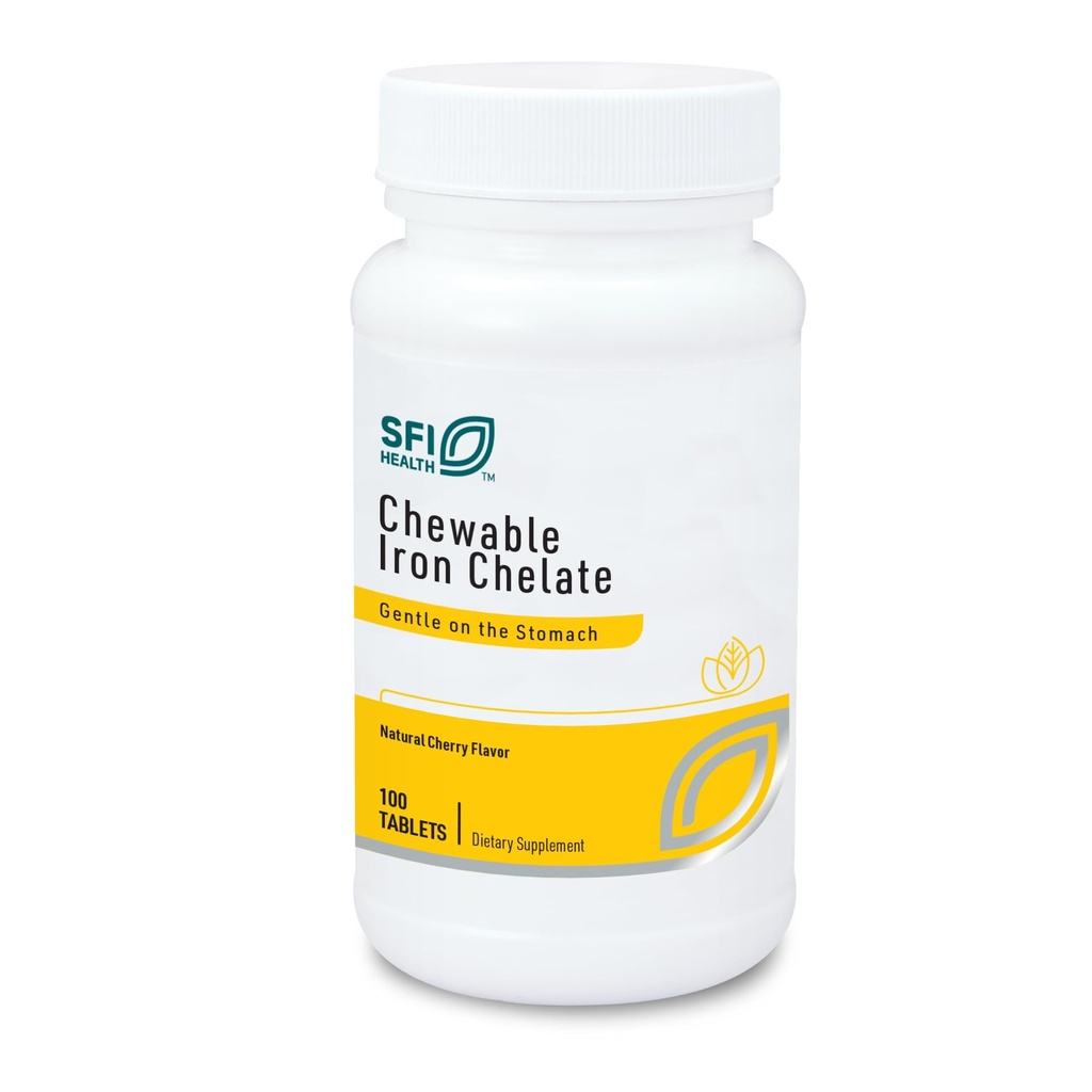 Klaire Labs SFI Health Žvečljivi železov chelat - 30 Milligrams Elemental Iron, Easy on The Stomach & Hypoallergenic, Natural Cherry Flavor (100 tablet)
