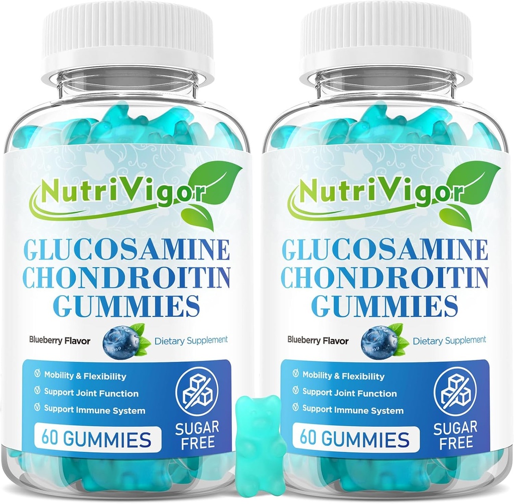 Glukozamin Chondroitin Gumies, Dodatna moč Skupna podpora dodatek z MSM & Elderberry, Skupni dodatek za podporo za odrasle, moške in ženske, borovnice aroma, 120 Count