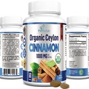 Organski cimet Ceylon - 1000mg na postrežbo, Certified Organic True Cinnamon dodatek, antioksidant, hitra absorpcija - 60 tablet