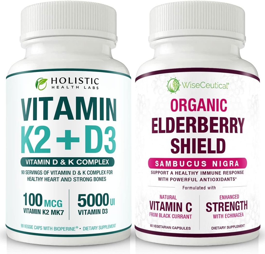 Max Absorpcija Vitamin K2 + D3 & Organski Bezgove jagode s črnim ribezom in ehinacea 