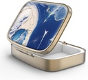 Škatla tablete tablete z Mirror Retro 2 Kompartment majhne tablete Zabojnik za torbico ali žep bronaste pravokotne tablete ali vitamini, ribje olje, dodatki, tablete vsebuje potovalna darila (Marble Paint)