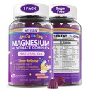 Magnezij Glycinate Gumies za odrasle & otroke 4+, Sugar Free Magnezijev Biglicinat dodatek 400/200mg z B6D3, 5HTP, L-teanin za spanje in sprostitev, možgani, mišice, Melatonin brez Gumies,1Pack
