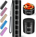 Aluminium Travel Pill Organizer,Weekly Metal Pill Case,Pill Holder, Moisture Proof Waterproof Daily Pill Box 7 Day, Large Pill Container to Hold Vitamins,Medication,Supplements【Black】