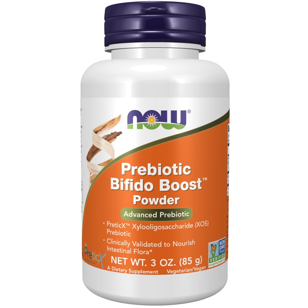 NOW Food Supplements, Prebiotic Bifido Boost z PreticXTM Xiloligosaharid (XOS) Prebiotik, Prašek, 3-Ounce