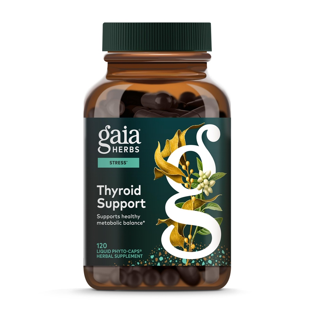 Gaia Herbs Podpora ščitnici - Izdelano z Ashwagandha, Kelp, Brown Seaweed & Schisandra za podporo zdravo metabolično ravnovesje in splošno dobro počutje* - 120 Veganske tekoče Phyto-Capsules (40-dnevno oskrbo)